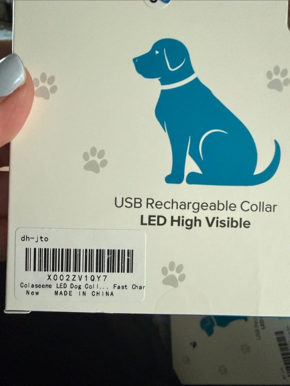 USB Rechargeable LED Dog Collar - White with Orange Accents